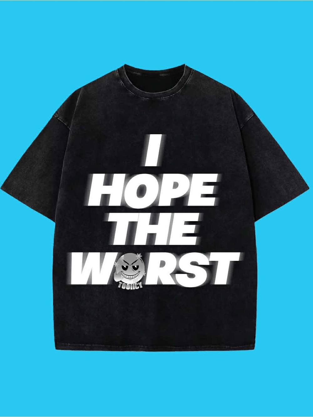 Black Graphic Tee with Bold 'I Hope The Worst' Print